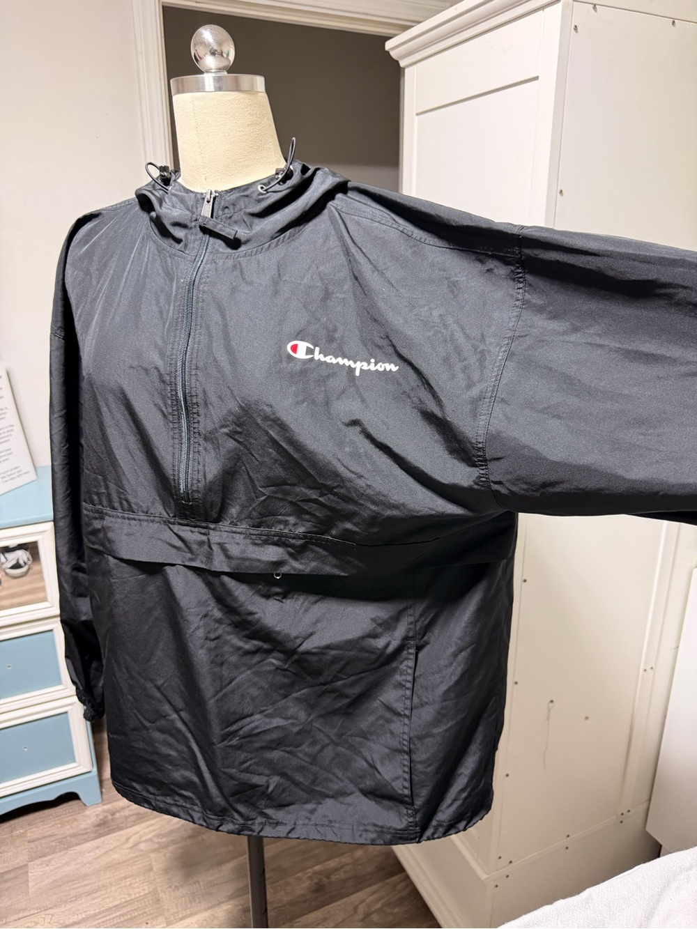Champion Black Half-Zip Pullover Windbreaker
